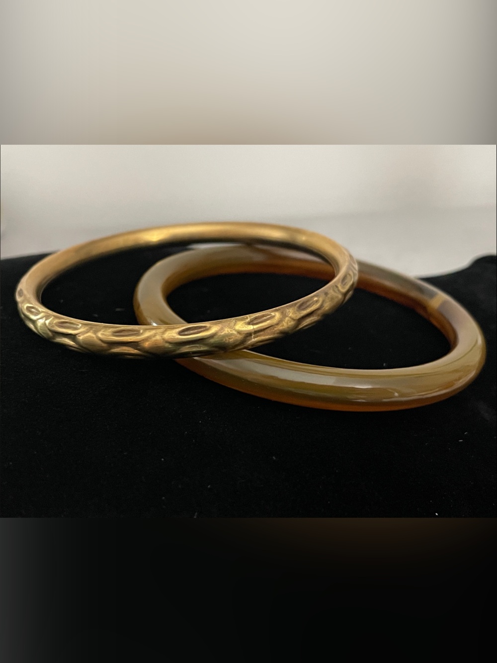 Gold Tone and Brown Resin Bangle Bracelet Set - Women Jewelry